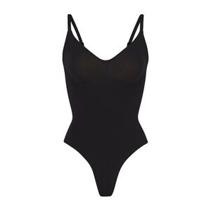 SKIMS Black Shapewear Thong Bodysuit